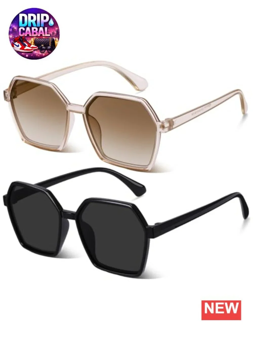Women's Oversized Square Sunglasses 2 Pack with UV Protection